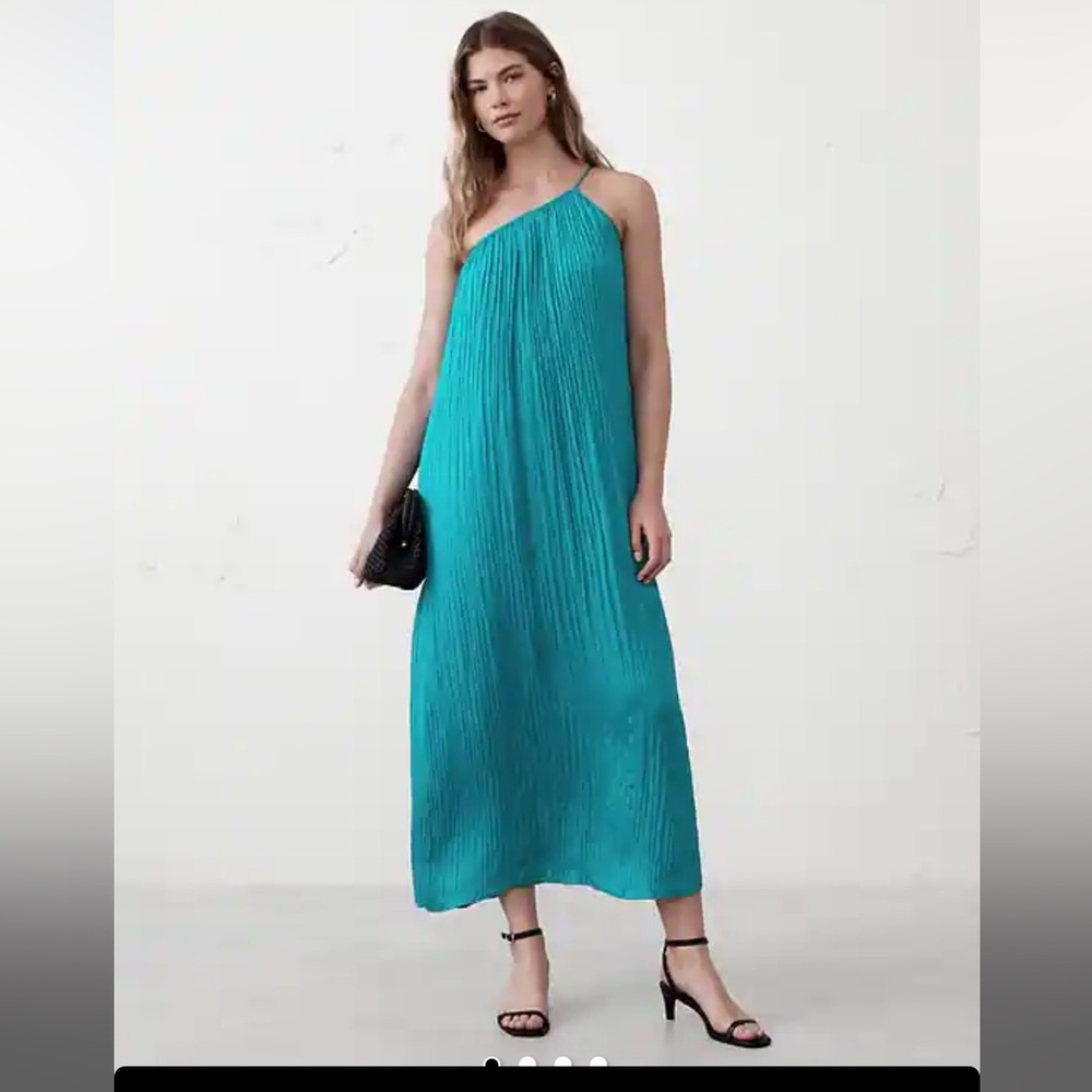 Stylish Teal Pleated Dress from banana republic